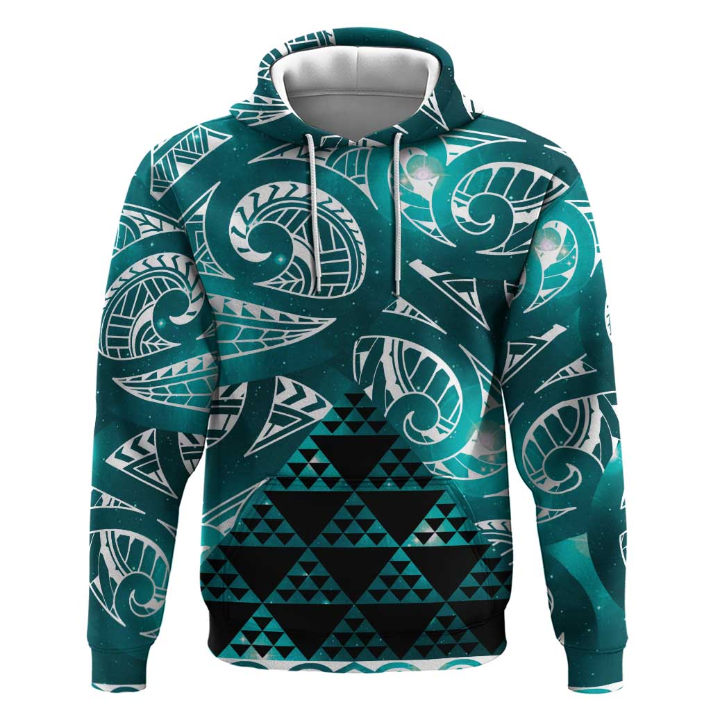 Matariki New Zealand Zip Hoodie NZ Niho Taniwha Maori New Year Cyan Galaxy