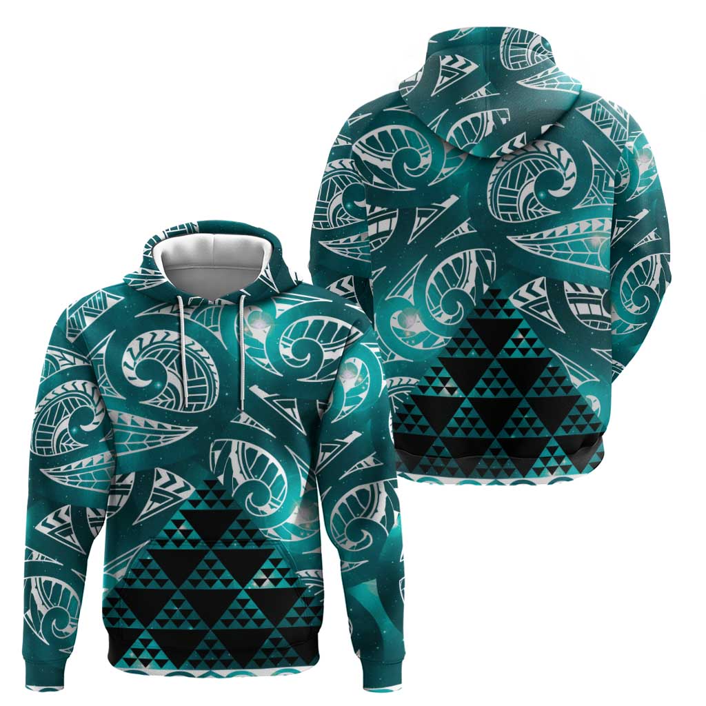 Matariki New Zealand Zip Hoodie NZ Niho Taniwha Maori New Year Cyan Galaxy