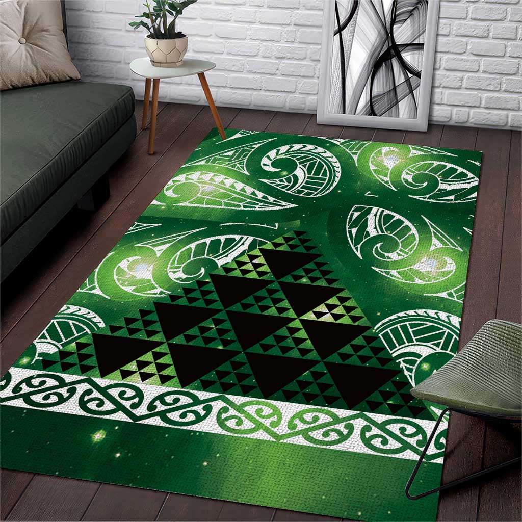 Matariki New Zealand Area Rug NZ Niho Taniwha Maori New Year Green Galaxy LT14 Green - Polynesian Pride