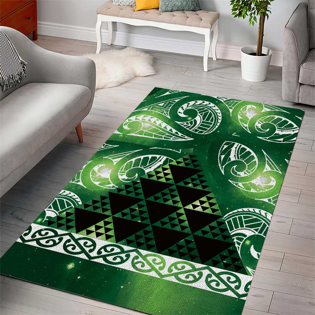 Matariki New Zealand Area Rug NZ Niho Taniwha Maori New Year Green Galaxy LT14 - Polynesian Pride