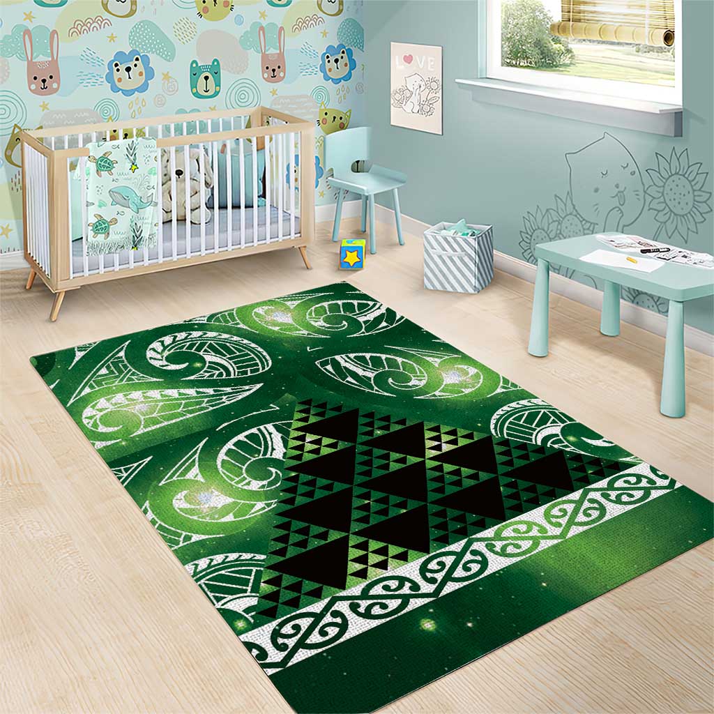 Matariki New Zealand Area Rug NZ Niho Taniwha Maori New Year Green Galaxy LT14 - Polynesian Pride