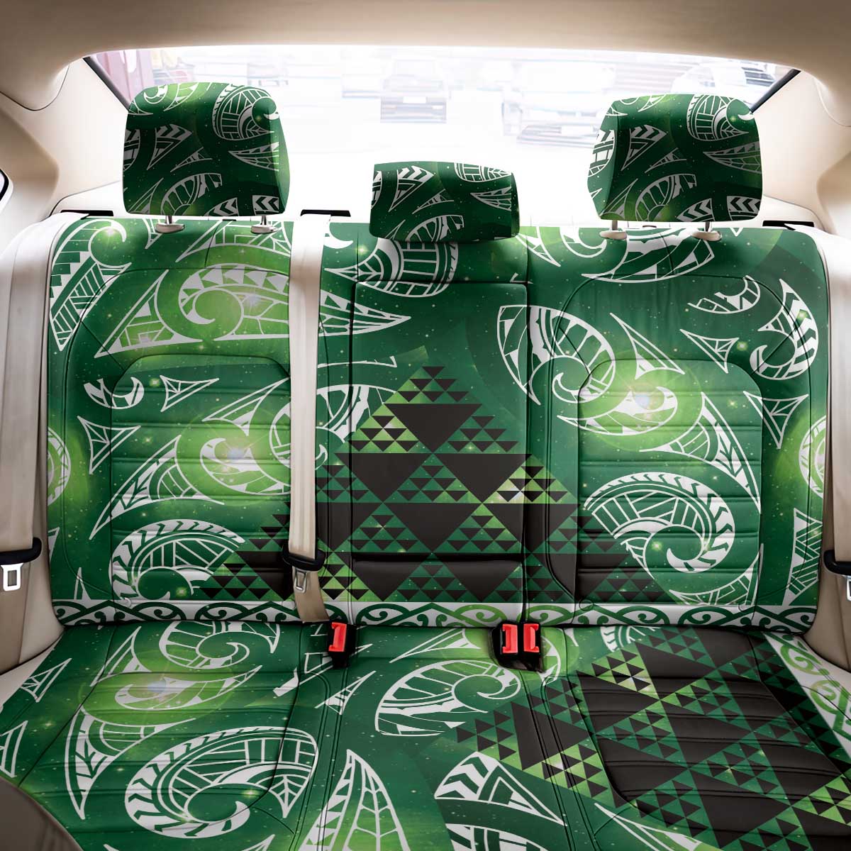 Matariki New Zealand Back Car Seat Cover NZ Niho Taniwha Maori New Year Green Galaxy