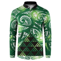 Matariki New Zealand Button Sweatshirt NZ Niho Taniwha Maori New Year Green Galaxy