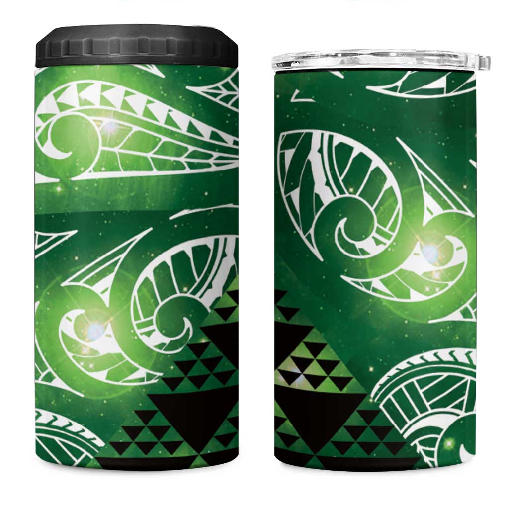 Matariki New Zealand 4 in 1 Can Cooler Tumbler NZ Niho Taniwha Maori New Year Green Galaxy