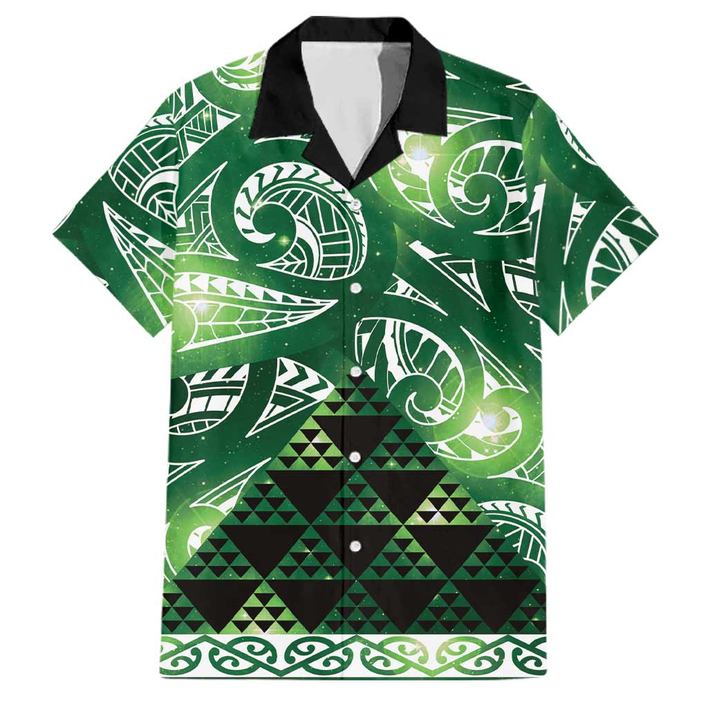 Matariki New Zealand Family Matching Long Sleeve Bodycon Dress and Hawaiian Shirt NZ Niho Taniwha Maori New Year Green Galaxy LT14 Dad's Shirt - Short Sleeve Green - Polynesian Pride