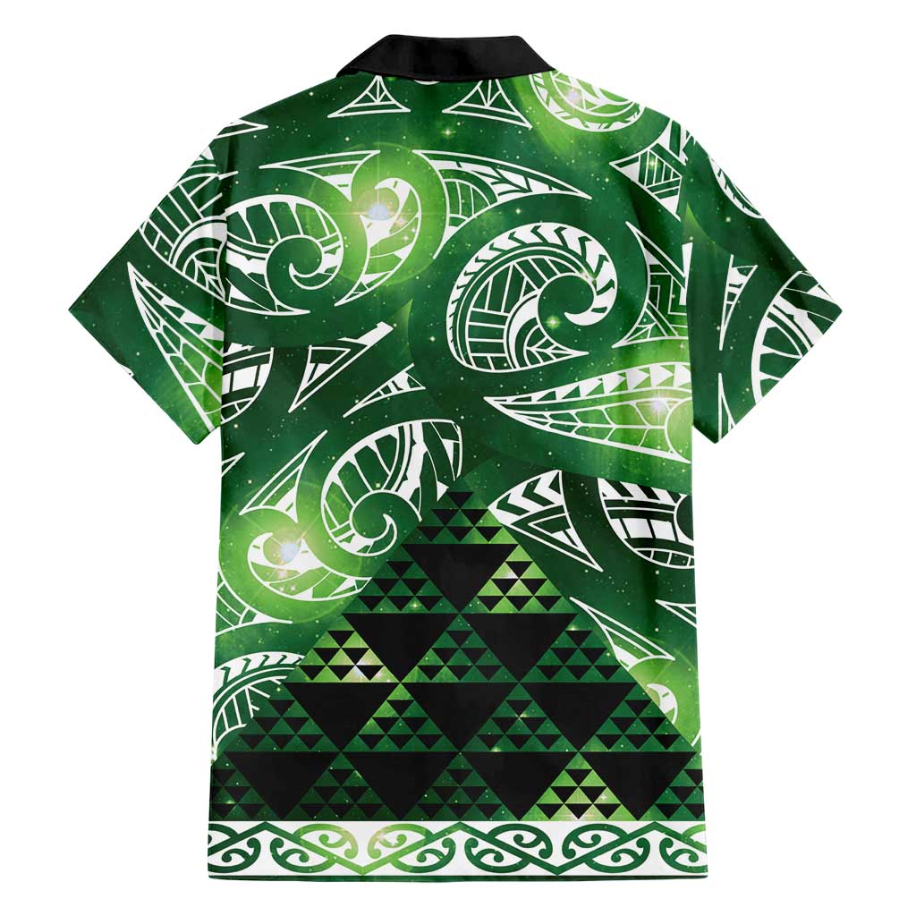 Matariki New Zealand Family Matching Long Sleeve Bodycon Dress and Hawaiian Shirt NZ Niho Taniwha Maori New Year Green Galaxy LT14 - Polynesian Pride