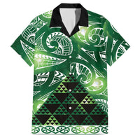 Matariki New Zealand Family Matching Short Sleeve Bodycon Dress and Hawaiian Shirt NZ Niho Taniwha Maori New Year Green Galaxy LT14 Dad's Shirt - Short Sleeve Green - Polynesian Pride