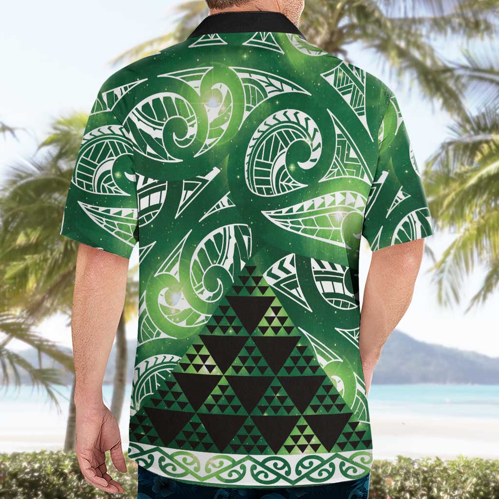 Matariki New Zealand Hawaiian Shirt NZ Niho Taniwha Maori New Year Green Galaxy