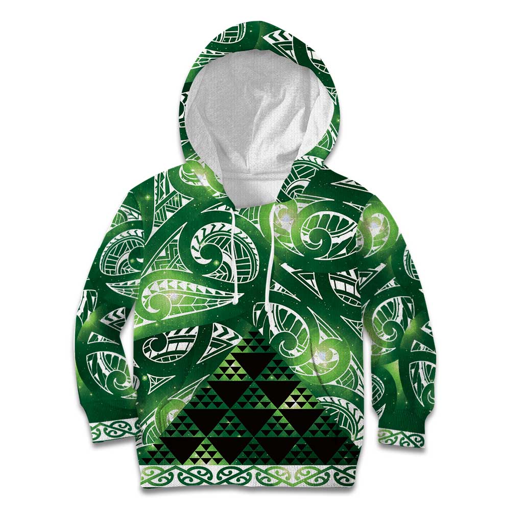 Matariki New Zealand Kid Hoodie NZ Niho Taniwha Maori New Year Green Galaxy