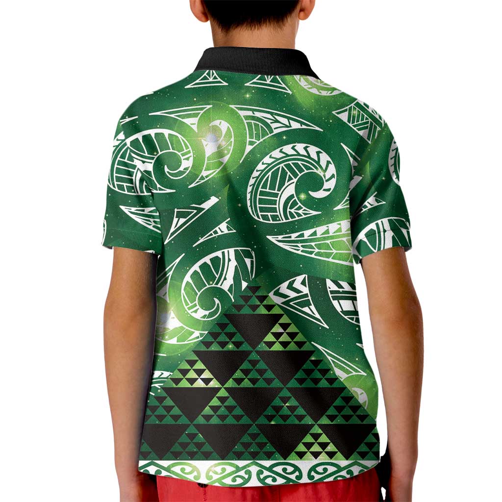 Matariki New Zealand Kid Polo Shirt NZ Niho Taniwha Maori New Year Green Galaxy