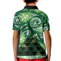 Matariki New Zealand Kid Polo Shirt NZ Niho Taniwha Maori New Year Green Galaxy