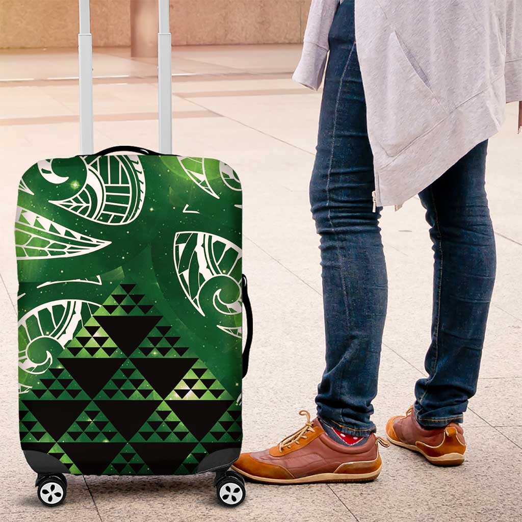 Matariki New Zealand Luggage Cover NZ Niho Taniwha Maori New Year Green Galaxy