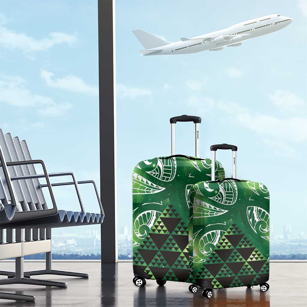 Matariki New Zealand Luggage Cover NZ Niho Taniwha Maori New Year Green Galaxy