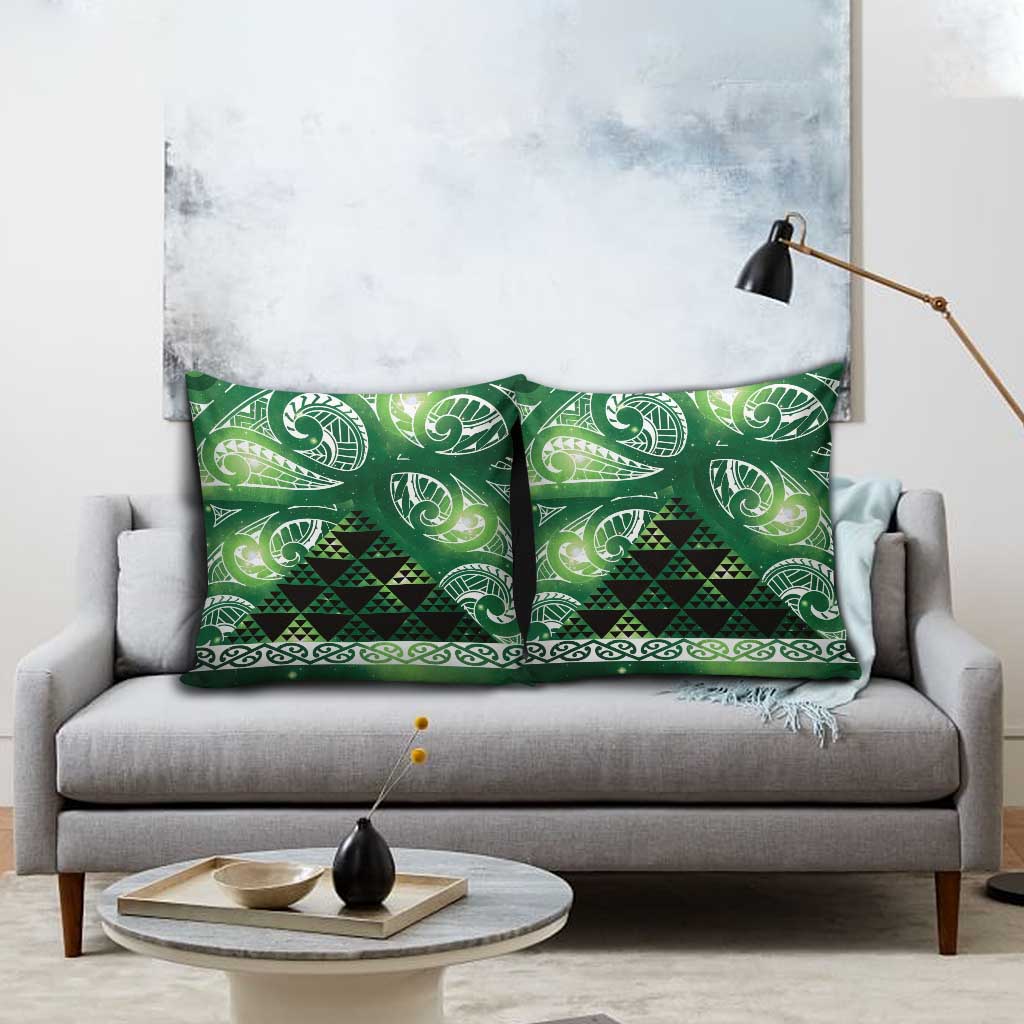 Matariki New Zealand Pillow Cover NZ Niho Taniwha Maori New Year Green Galaxy LT14 - Polynesian Pride