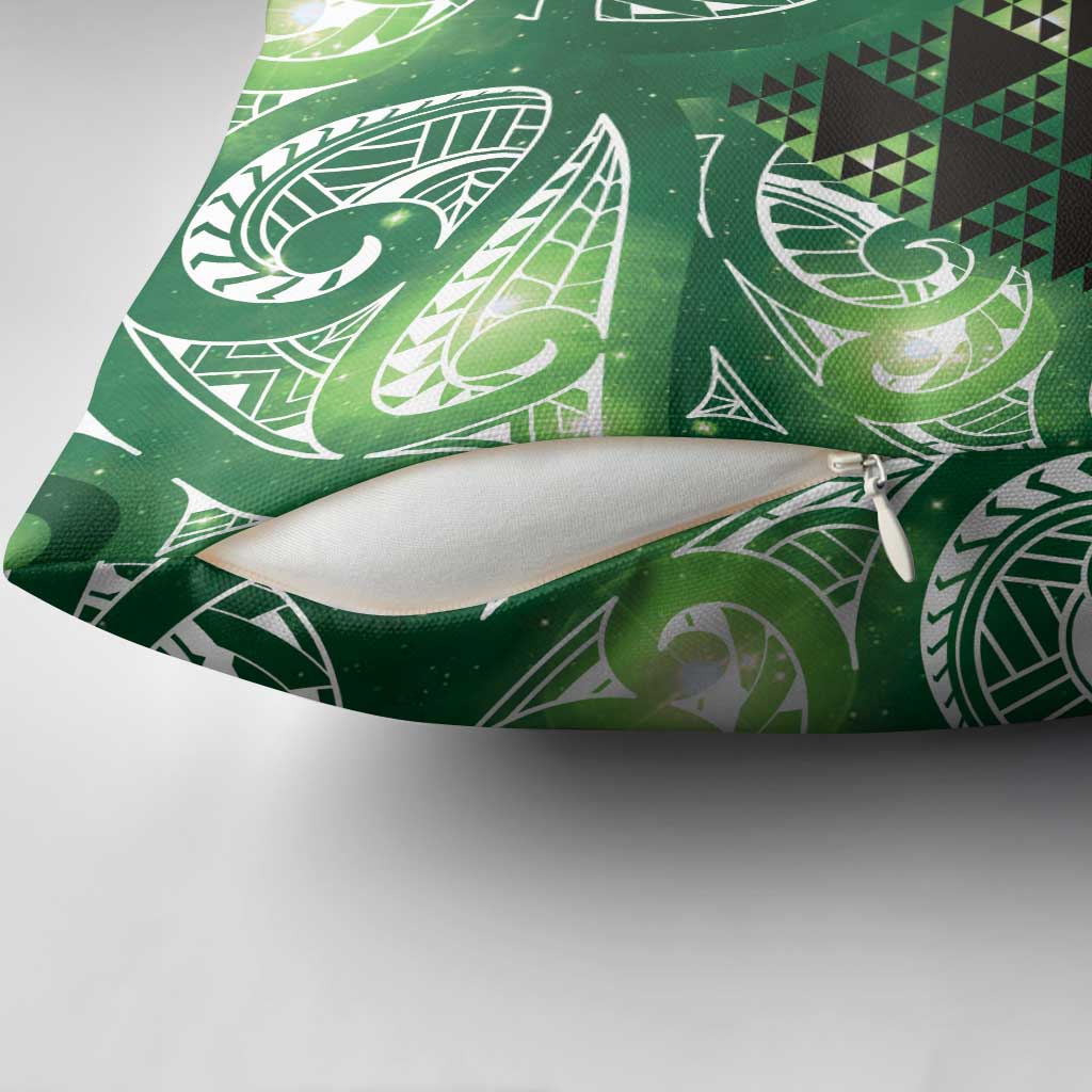 Matariki New Zealand Pillow Cover NZ Niho Taniwha Maori New Year Green Galaxy LT14 - Polynesian Pride