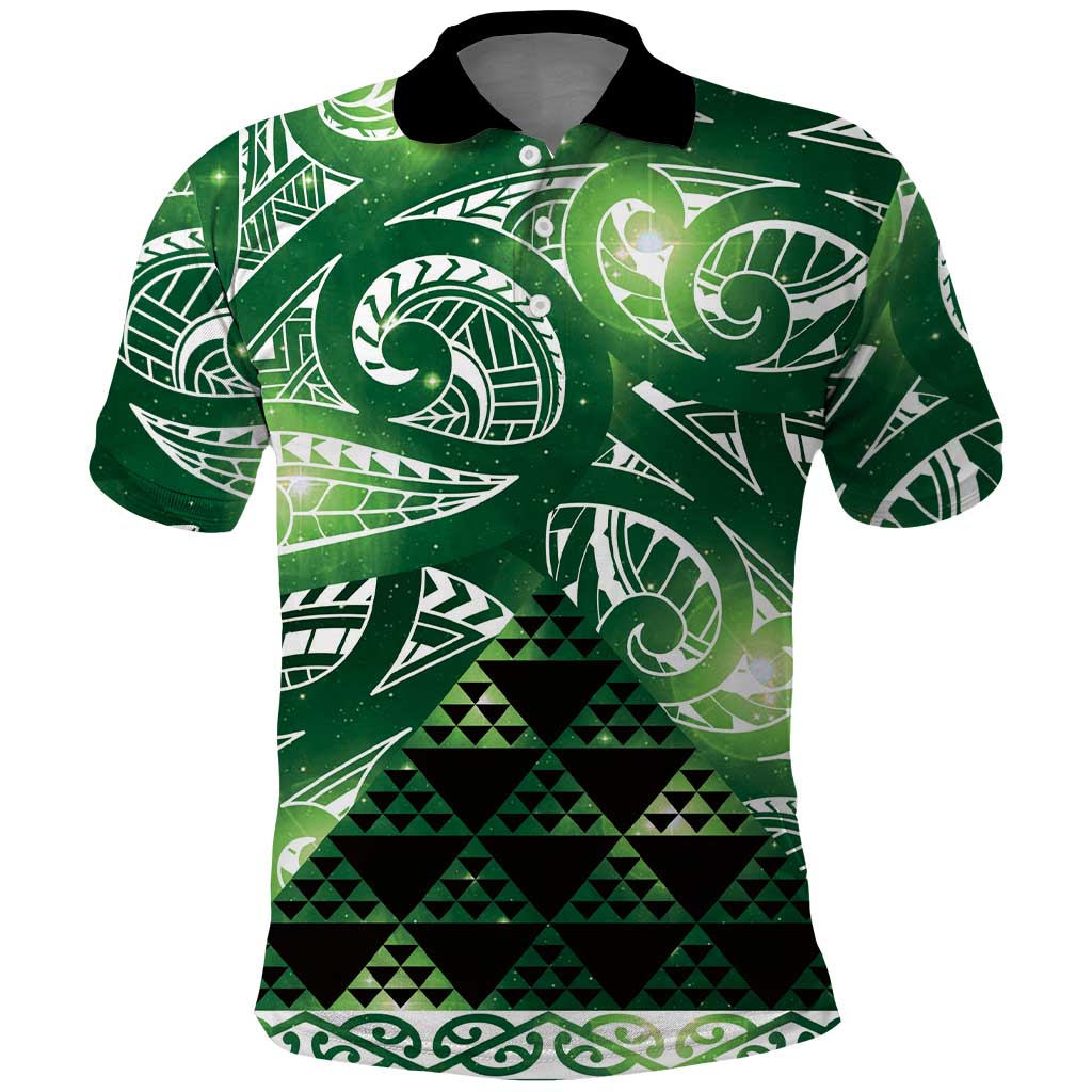 Matariki New Zealand Polo Shirt NZ Niho Taniwha Maori New Year Green Galaxy LT14 Green - Polynesian Pride