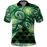 Matariki New Zealand Polo Shirt NZ Niho Taniwha Maori New Year Green Galaxy LT14 Green - Polynesian Pride