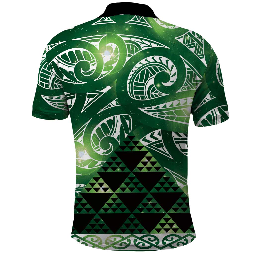 Matariki New Zealand Polo Shirt NZ Niho Taniwha Maori New Year Green Galaxy LT14 - Polynesian Pride