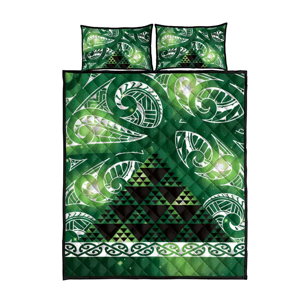 Matariki New Zealand Quilt Bed Set NZ Niho Taniwha Maori New Year Green Galaxy