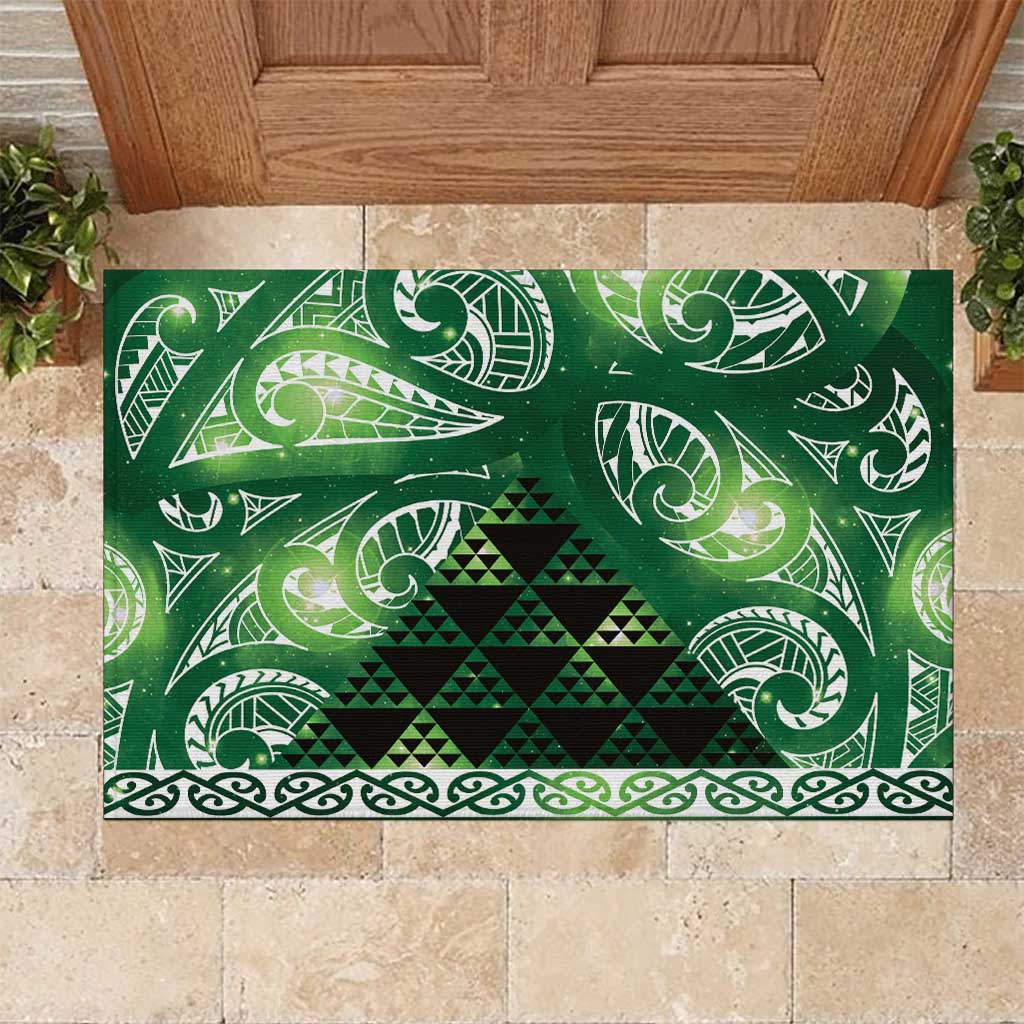 Matariki New Zealand Rubber Doormat NZ Niho Taniwha Maori New Year Green Galaxy LT14 Green - Polynesian Pride