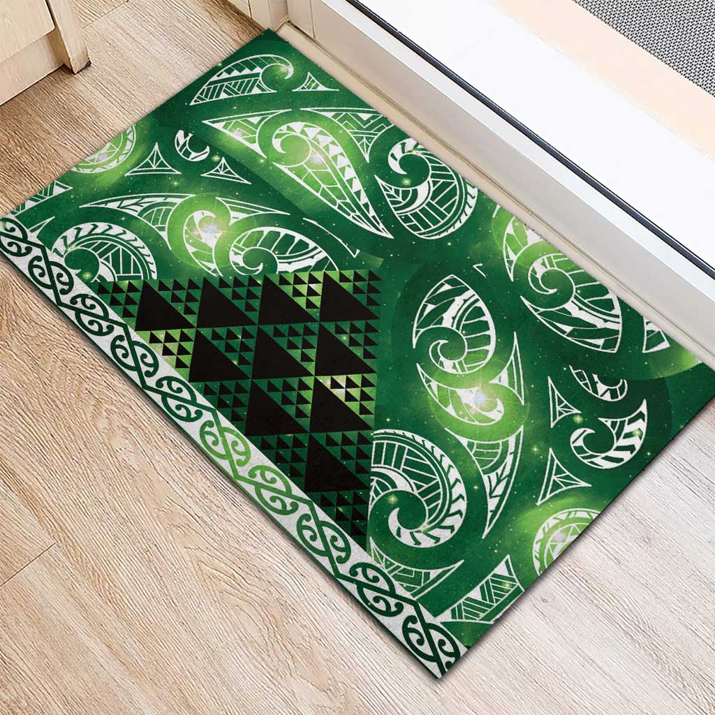 Matariki New Zealand Rubber Doormat NZ Niho Taniwha Maori New Year Green Galaxy LT14 - Polynesian Pride