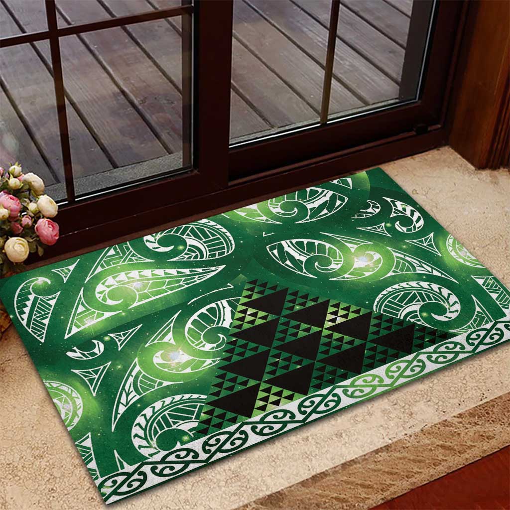 Matariki New Zealand Rubber Doormat NZ Niho Taniwha Maori New Year Green Galaxy LT14 - Polynesian Pride