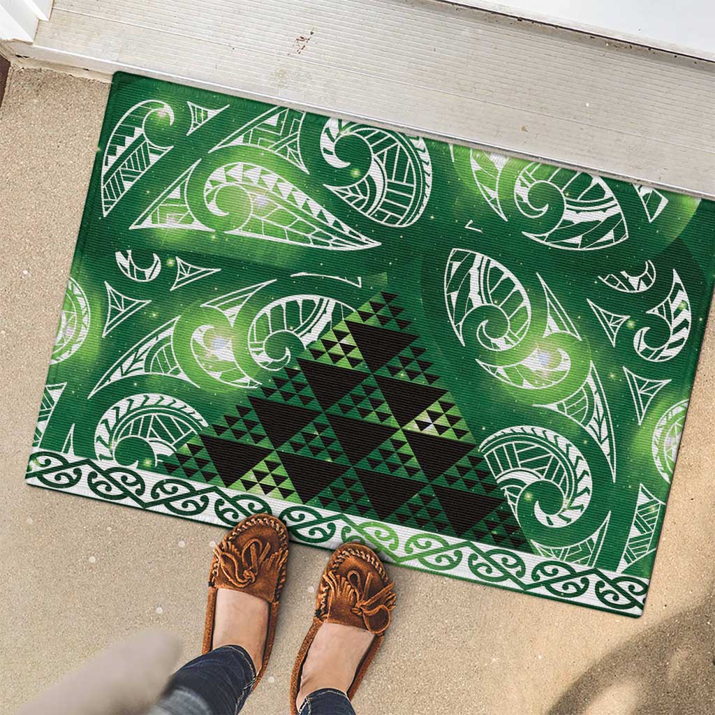 Matariki New Zealand Rubber Doormat NZ Niho Taniwha Maori New Year Green Galaxy LT14 - Polynesian Pride
