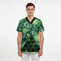 Matariki New Zealand Scrub Top NZ Niho Taniwha Maori New Year Green Galaxy