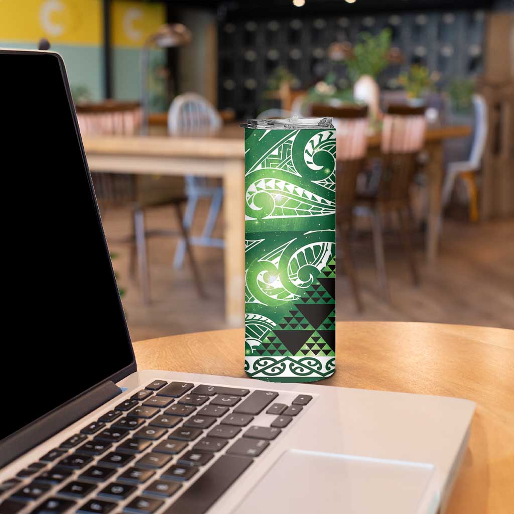 Matariki New Zealand Skinny Tumbler NZ Niho Taniwha Maori New Year Green Galaxy