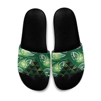 Matariki New Zealand Slide Sandals NZ Niho Taniwha Maori New Year Green Galaxy LT14 Green - Polynesian Pride