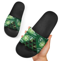 Matariki New Zealand Slide Sandals NZ Niho Taniwha Maori New Year Green Galaxy LT14 - Polynesian Pride