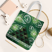 Matariki New Zealand Tote Bag NZ Niho Taniwha Maori New Year Green Galaxy LT14 White Strap One Size Green - Polynesian Pride