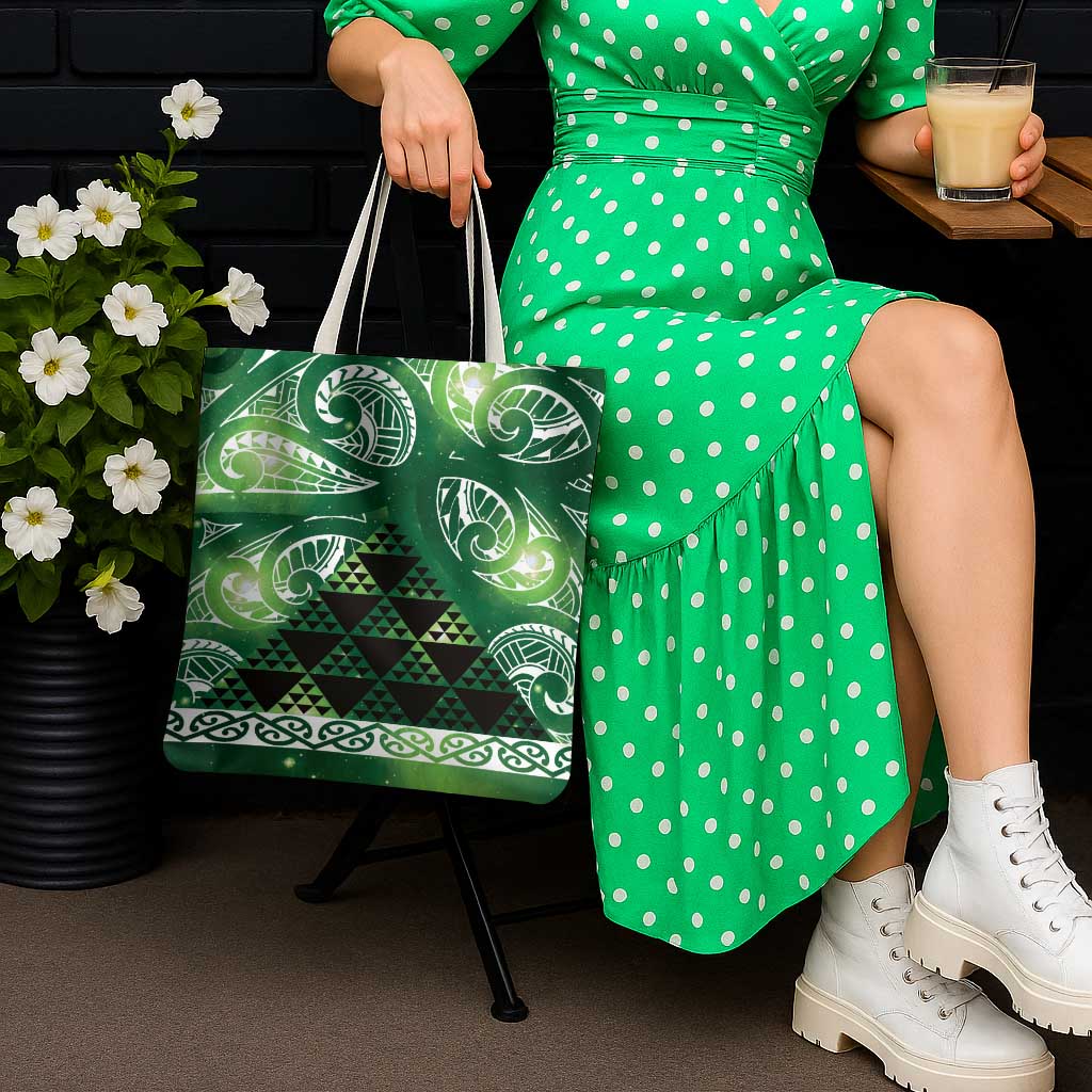Matariki New Zealand Tote Bag NZ Niho Taniwha Maori New Year Green Galaxy LT14 - Polynesian Pride