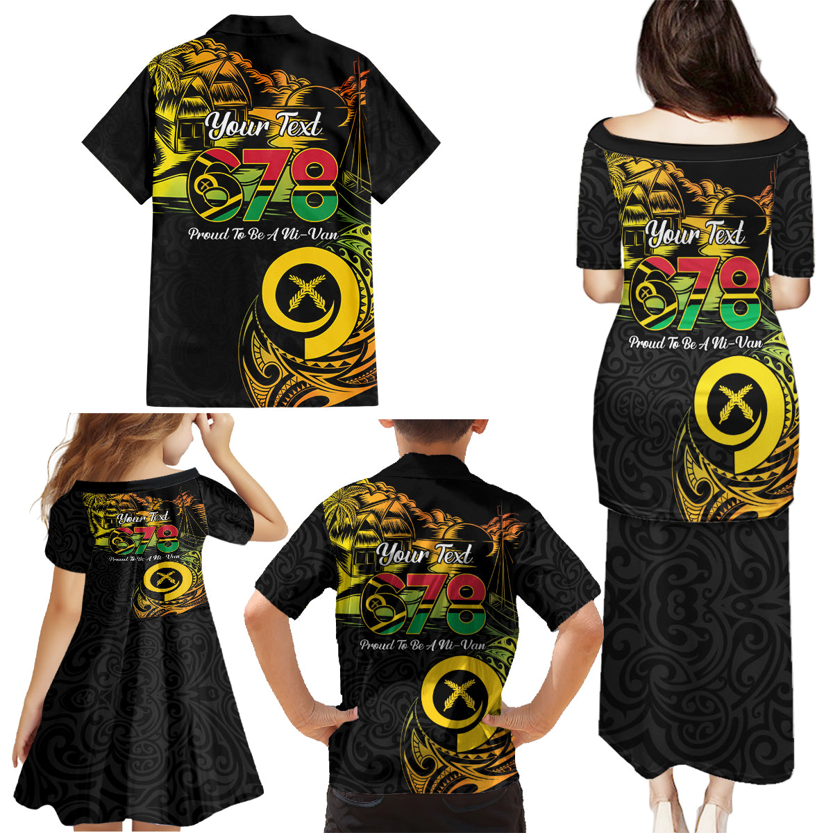 Personalised Vanuatu 678 Family Matching Puletasi and Hawaiian Shirt Proud To Be A Ni-Van