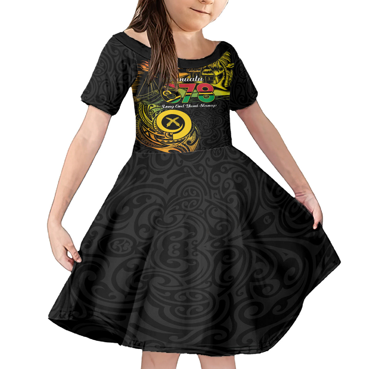 Personalised Vanuatu 678 Kid Short Sleeve Dress Proud To Be A Ni-Van