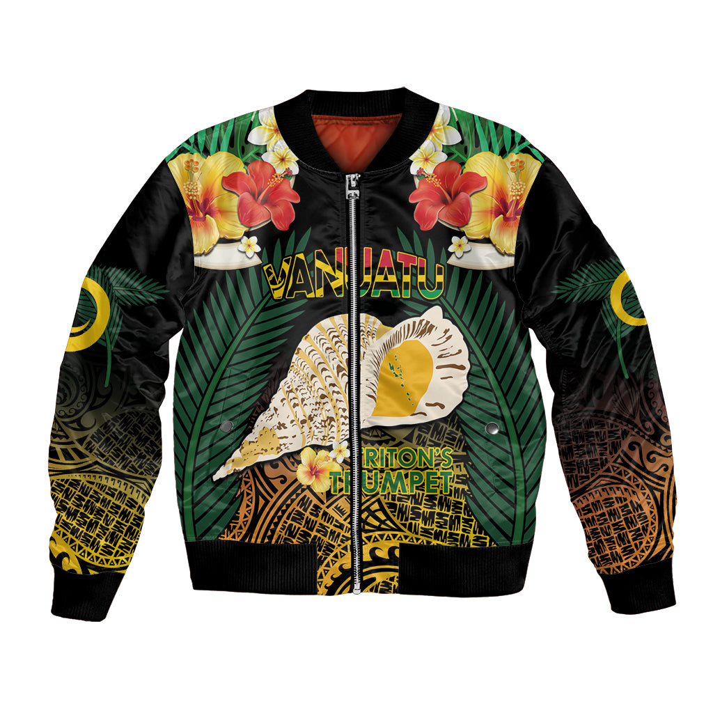 Vanuatu Triton's Trumpet Bomber Jacket Tropical Flowers Vanuatuan Map