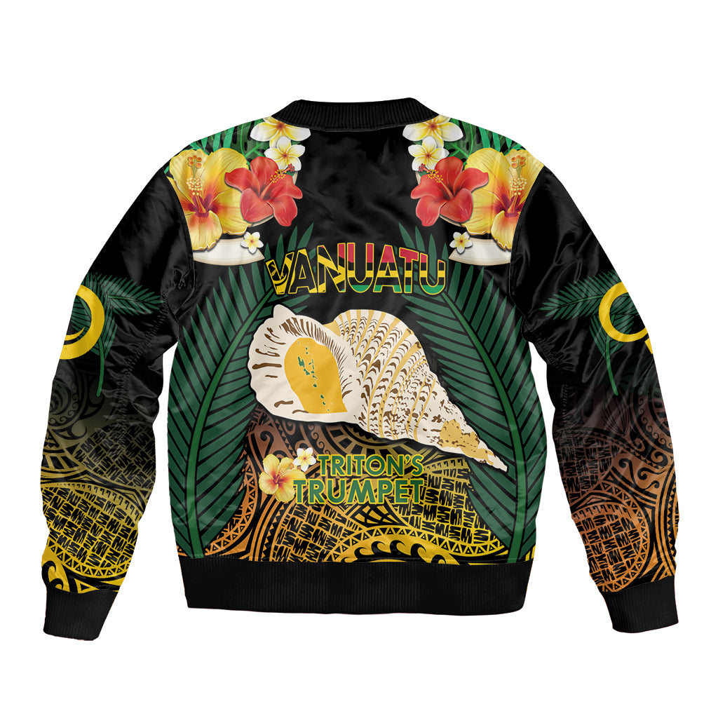Vanuatu Triton's Trumpet Bomber Jacket Tropical Flowers Vanuatuan Map