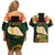 Vanuatu Triton's Trumpet Couples Matching Off Shoulder Short Dress and Hawaiian Shirt Tropical Flowers Vanuatuan Map