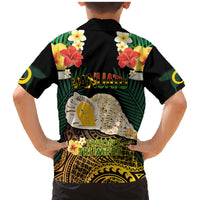 Vanuatu Triton's Trumpet Family Matching Mermaid Dress and Hawaiian Shirt Tropical Flowers Vanuatuan Map