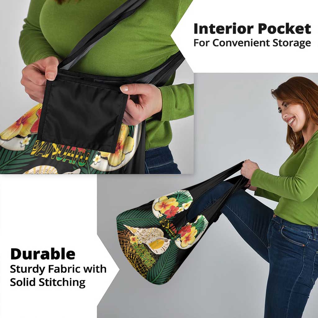 Vanuatu Triton's Trumpet Grocery Bag Tropical Flowers Vanuatuan Map