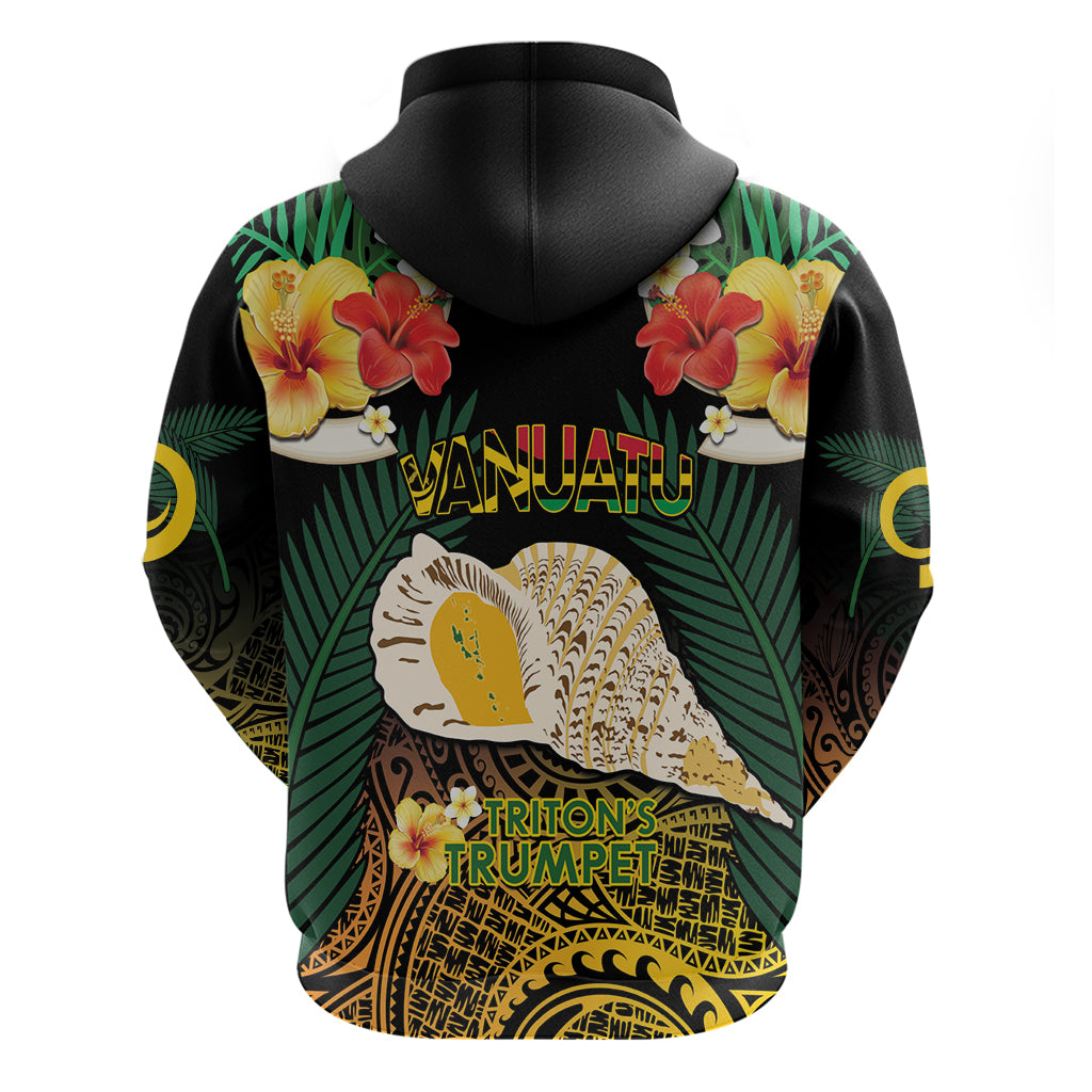 Vanuatu Triton's Trumpet Hoodie Tropical Flowers Vanuatuan Map LT14 - Polynesian Pride