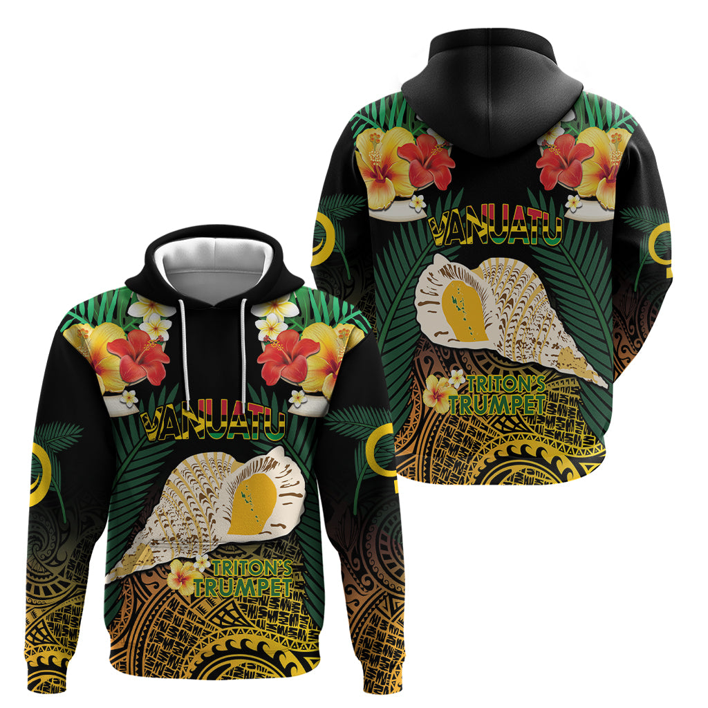 Vanuatu Triton's Trumpet Hoodie Tropical Flowers Vanuatuan Map LT14 - Polynesian Pride