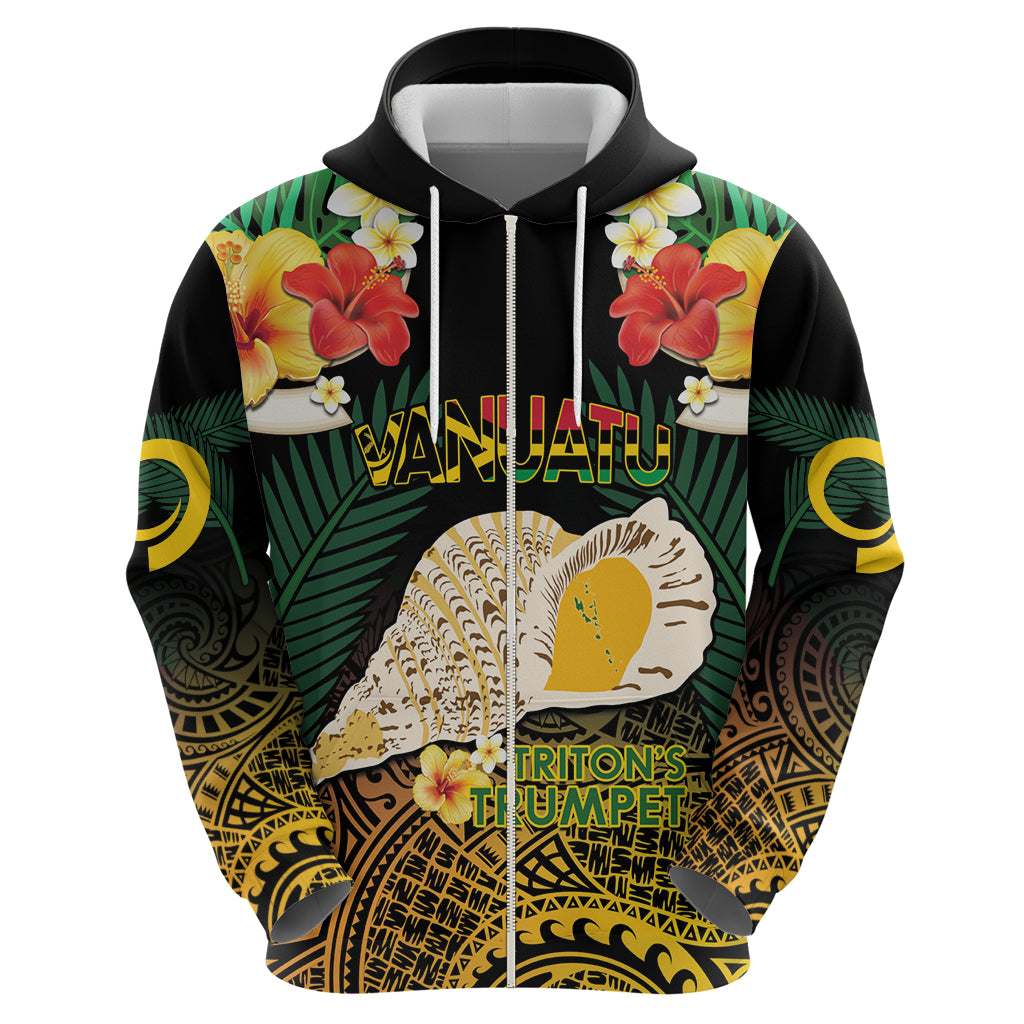 Vanuatu Triton's Trumpet Hoodie Tropical Flowers Vanuatuan Map LT14 - Polynesian Pride