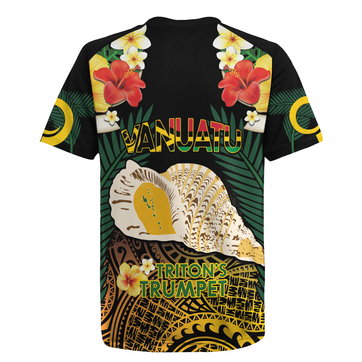Vanuatu Triton's Trumpet Rugby Jersey Tropical Flowers Vanuatuan Map