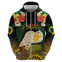Vanuatu Triton's Trumpet Zip Hoodie Tropical Flowers Vanuatuan Map