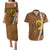 Vanuatu Coconut Crab Couples Matching Puletasi and Hawaiian Shirt Ni-Van Tropical Leaves With Sand Drawing Art