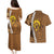 Vanuatu Coconut Crab Couples Matching Puletasi and Hawaiian Shirt Ni-Van Tropical Leaves With Sand Drawing Art