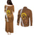 Vanuatu Coconut Crab Couples Matching Puletasi and Long Sleeve Button Shirt Ni-Van Tropical Leaves With Sand Drawing Art