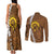 Vanuatu Coconut Crab Couples Matching Tank Maxi Dress and Long Sleeve Button Shirt Ni-Van Tropical Leaves With Sand Drawing Art