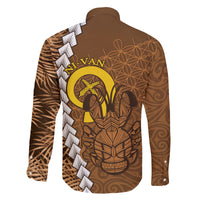 Vanuatu Coconut Crab Family Matching Long Sleeve Bodycon Dress and Hawaiian Shirt Ni-Van Tropical Leaves With Sand Drawing Art